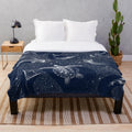Cosmic Underwater Plush Blanket featuring marine life and galaxy design