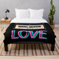 Cozy 80s retro plush blanket with vintage cassette tape and band design