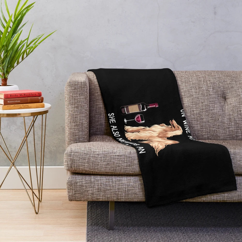 Afghan Hound dog breed in a funny design with wine on a high-quality plush blanket