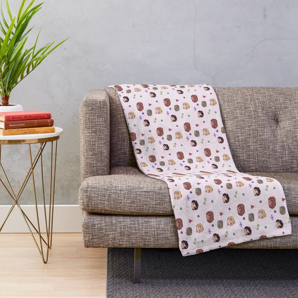Amphibia-inspired plush blanket with cartoon frog characters