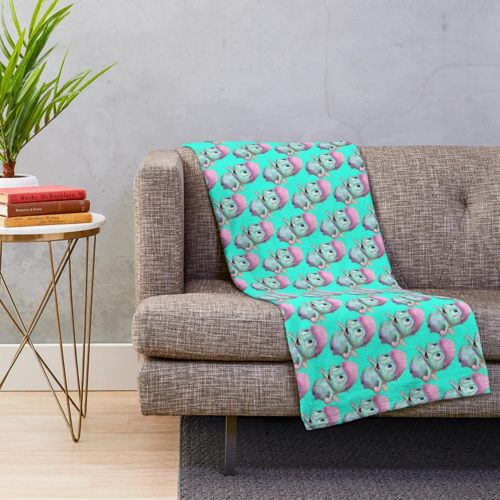 Plush blanket featuring a cartoon character from a fairytale-inspired design
