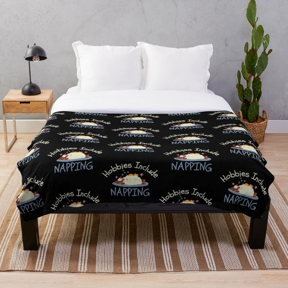 Hobbies include napping plush blanket with cute animal design