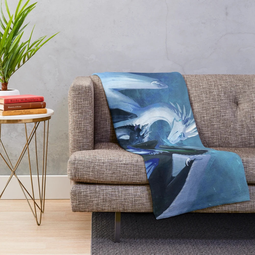 Soft, plush Wings of Fire inspired blanket featuring Arctic, Foeslayer, and Whiteout designs