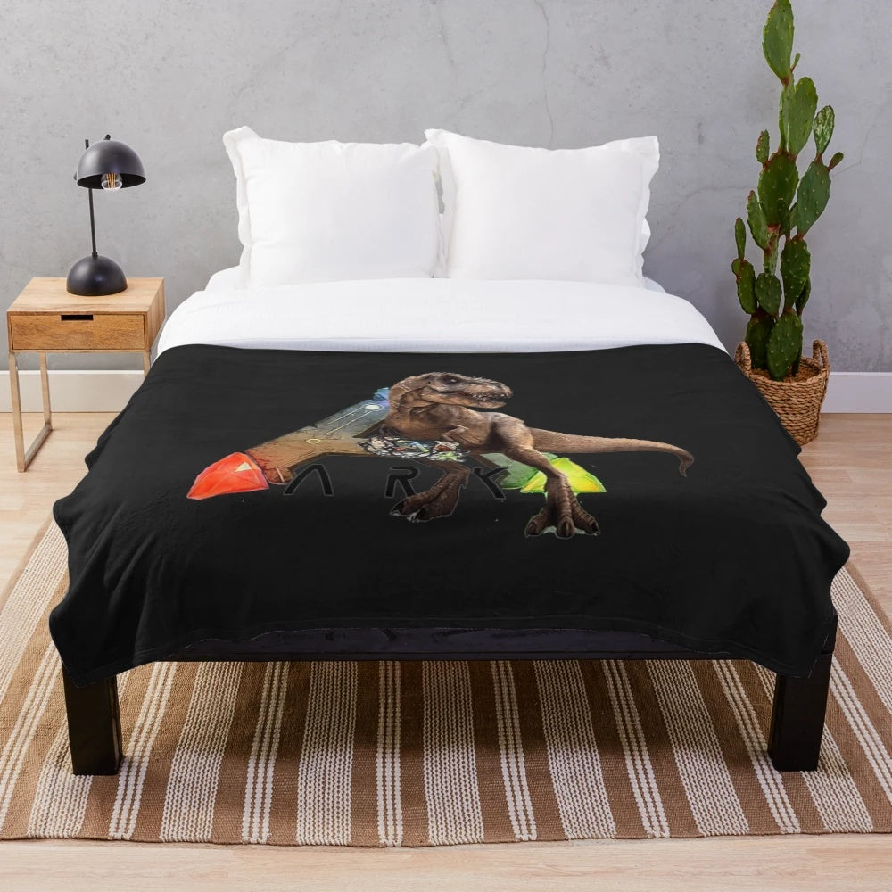 Ark Survival Evolved inspired plush blanket with dinosaur design