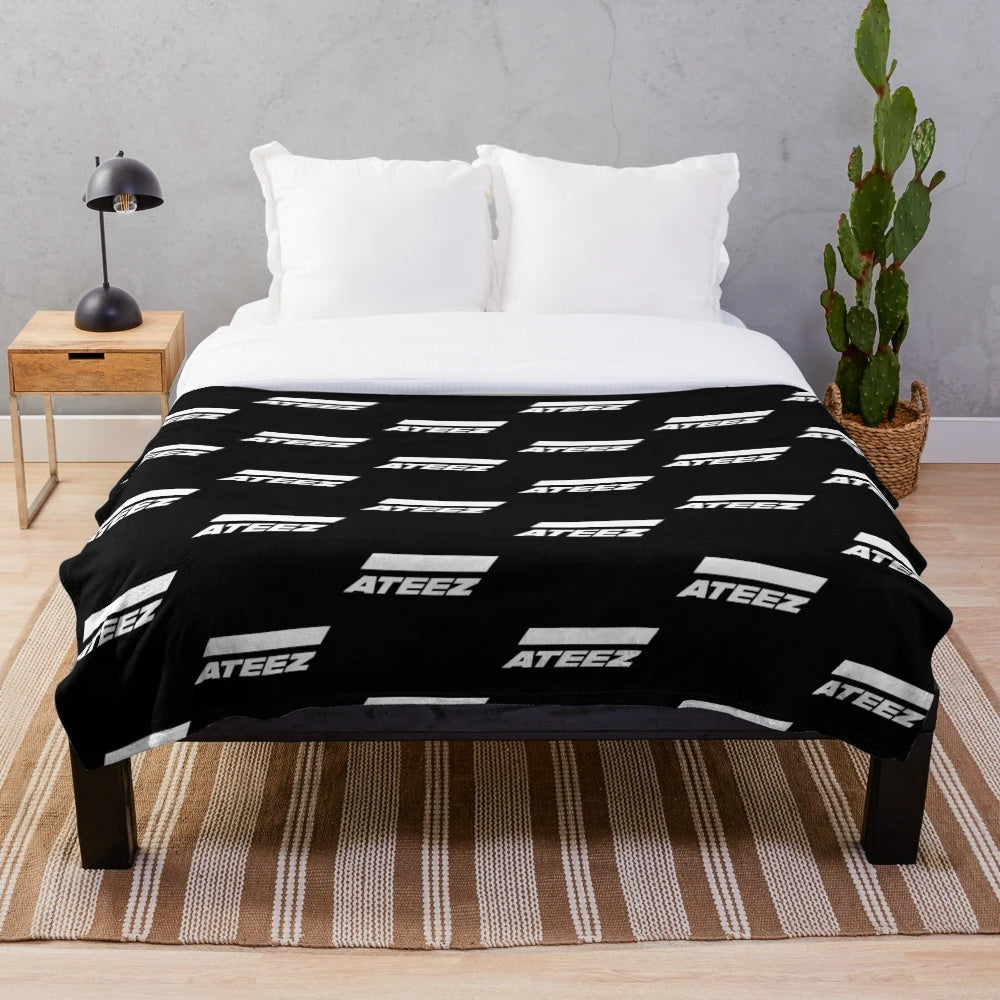 Soft and comfortable ATEEZ plush blanket featuring the members