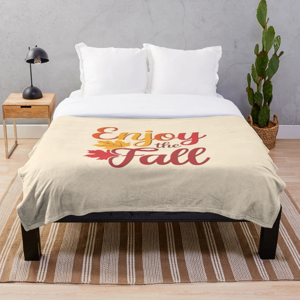 Autumn leaves pattern plush blanket for cozy fall home decor