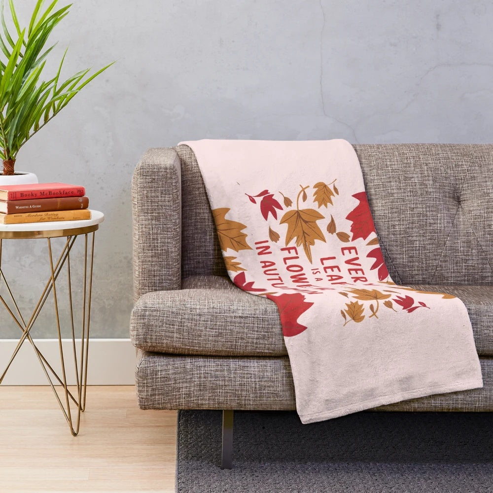 Colorful autumn leaves design plush blanket