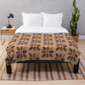 Cozy autumn plush blanket with a retro fall leaf pattern design