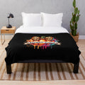 Cozy pumpkin-themed plush blanket with retro autumn design