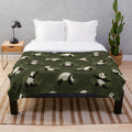 Panda bamboo yoga pilates plush blanket on green background