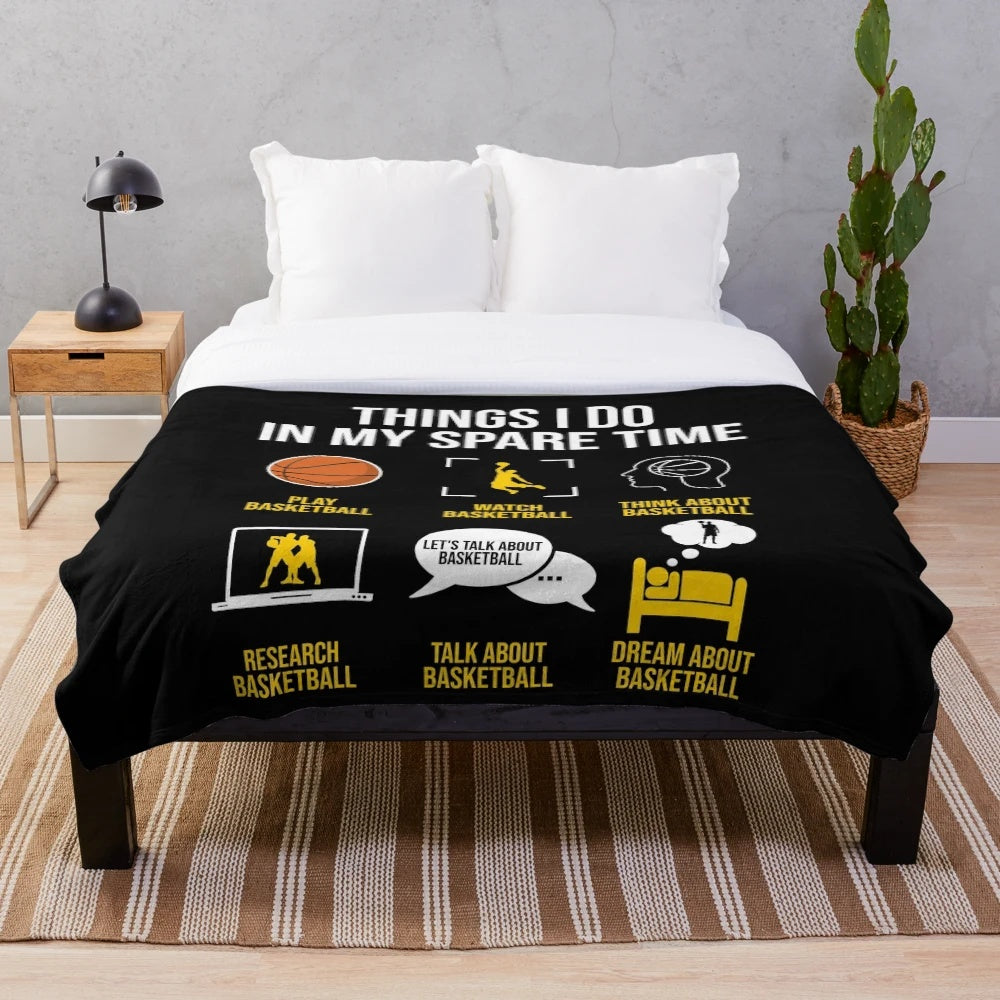 Basketball plush blanket with sports hobbies design