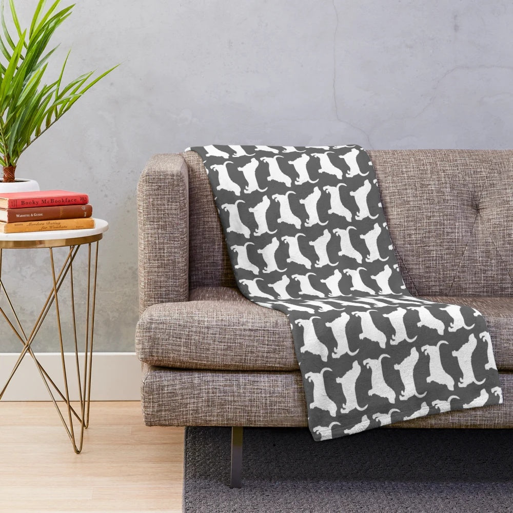 Basset Hound Silhouette Plush Blanket