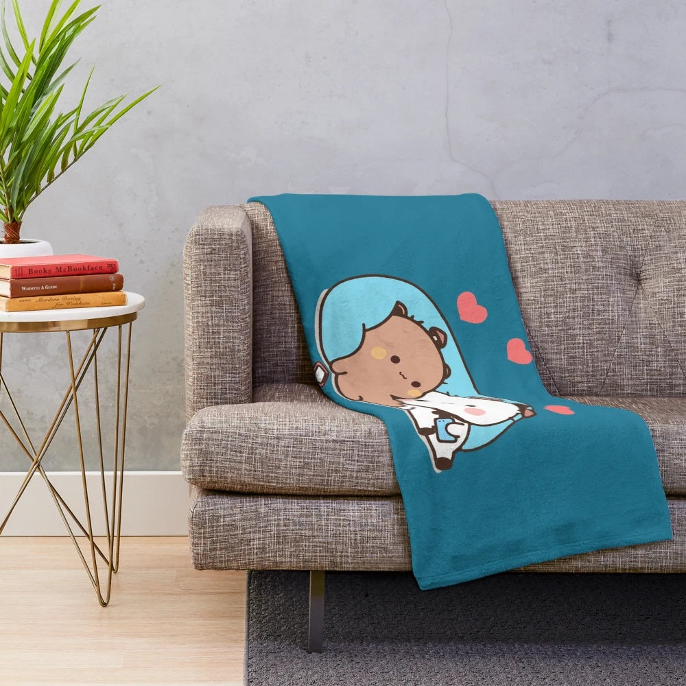 Soft and cuddly bear and panda plush blanket