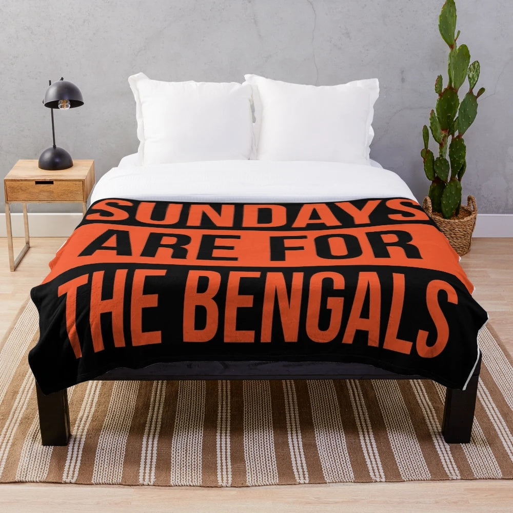 Plush bengals-themed blanket for game day and weekend parties