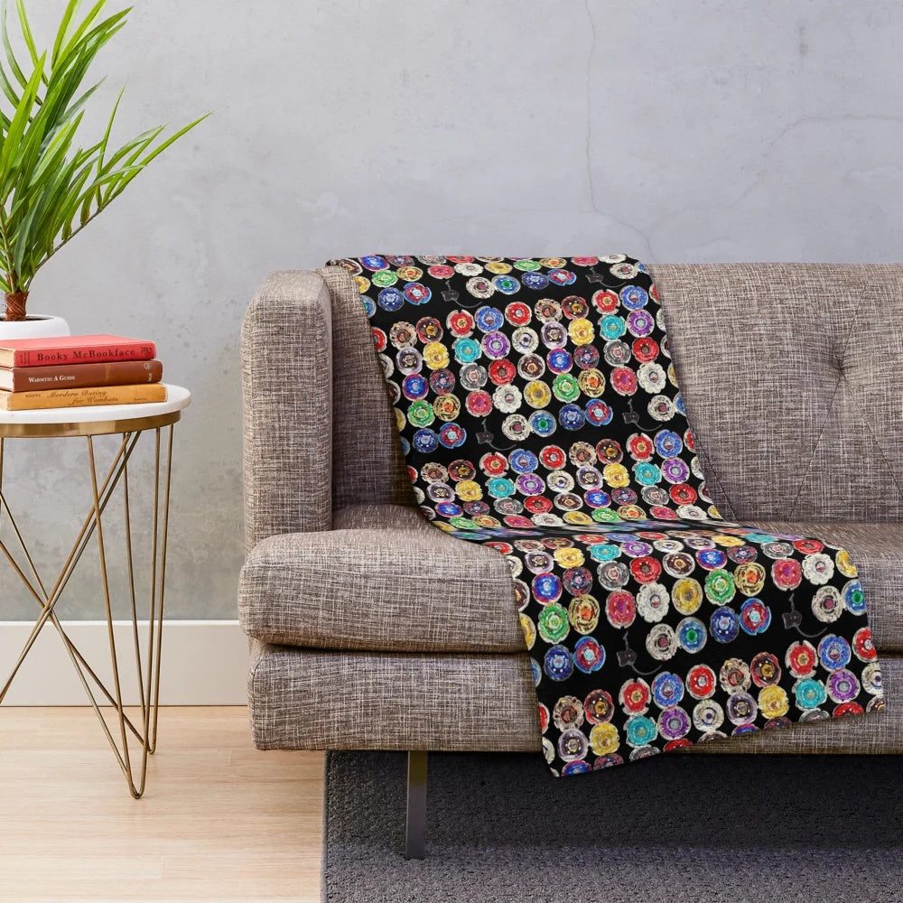 Beyblade Burst inspired plush blanket for anime fans