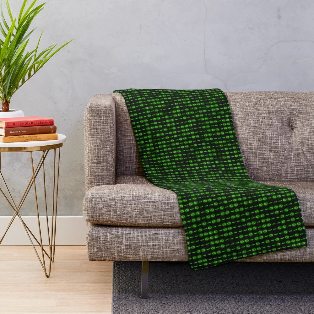 Binary code printed plush blanket