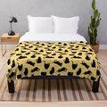 Black cat pattern plush blanket for cozy and witchy home decor