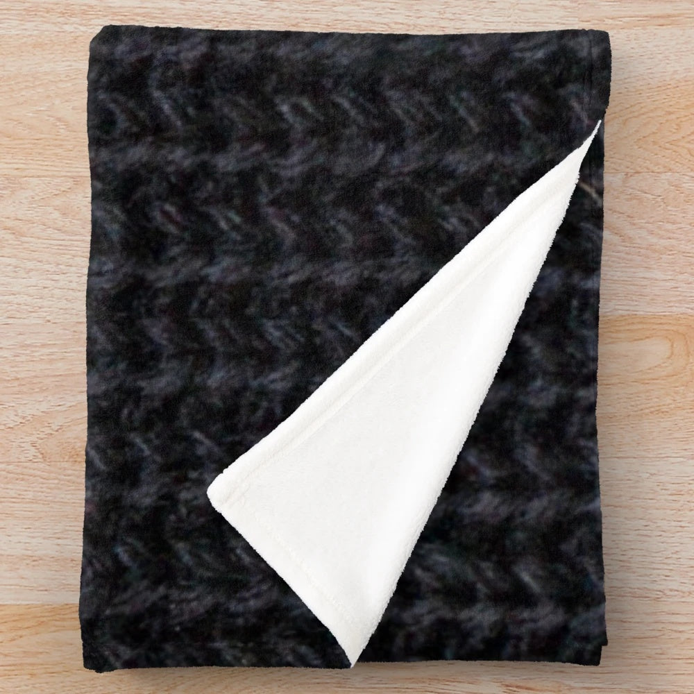 Black knitted wool plush blanket