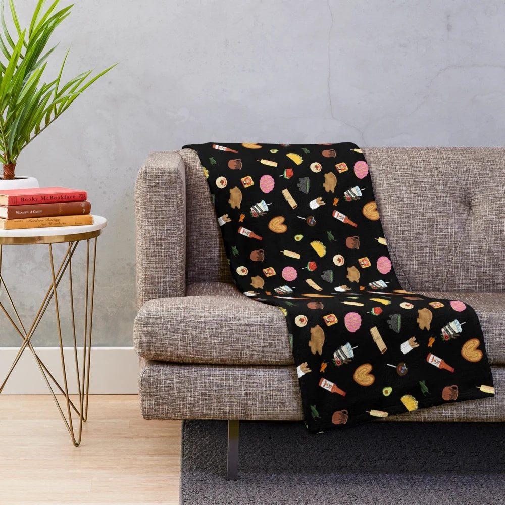 Soft, black plush blanket for cozy Mexican-inspired home decor