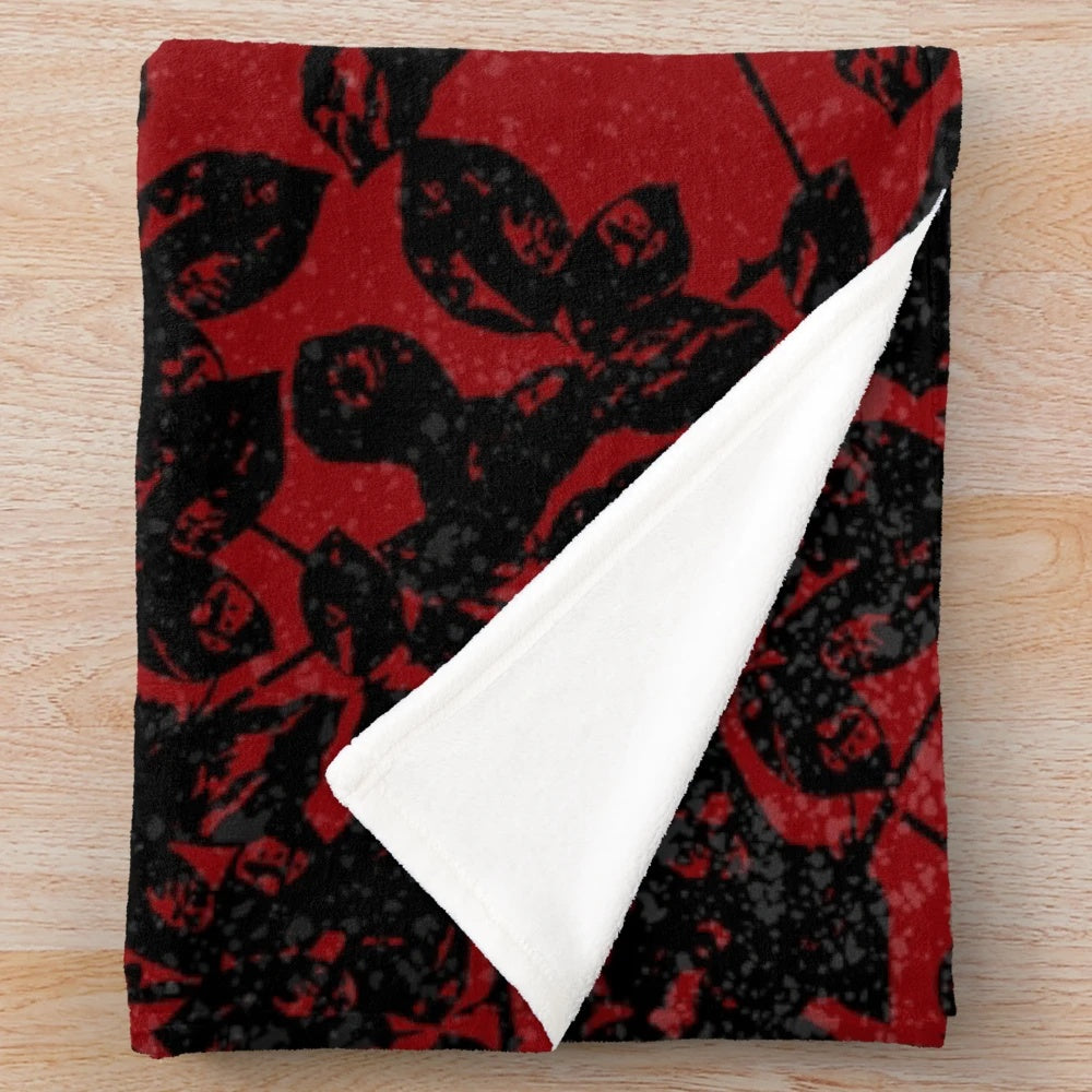 Black plush blanket with a soft, textured surface perfect for music-inspired decor