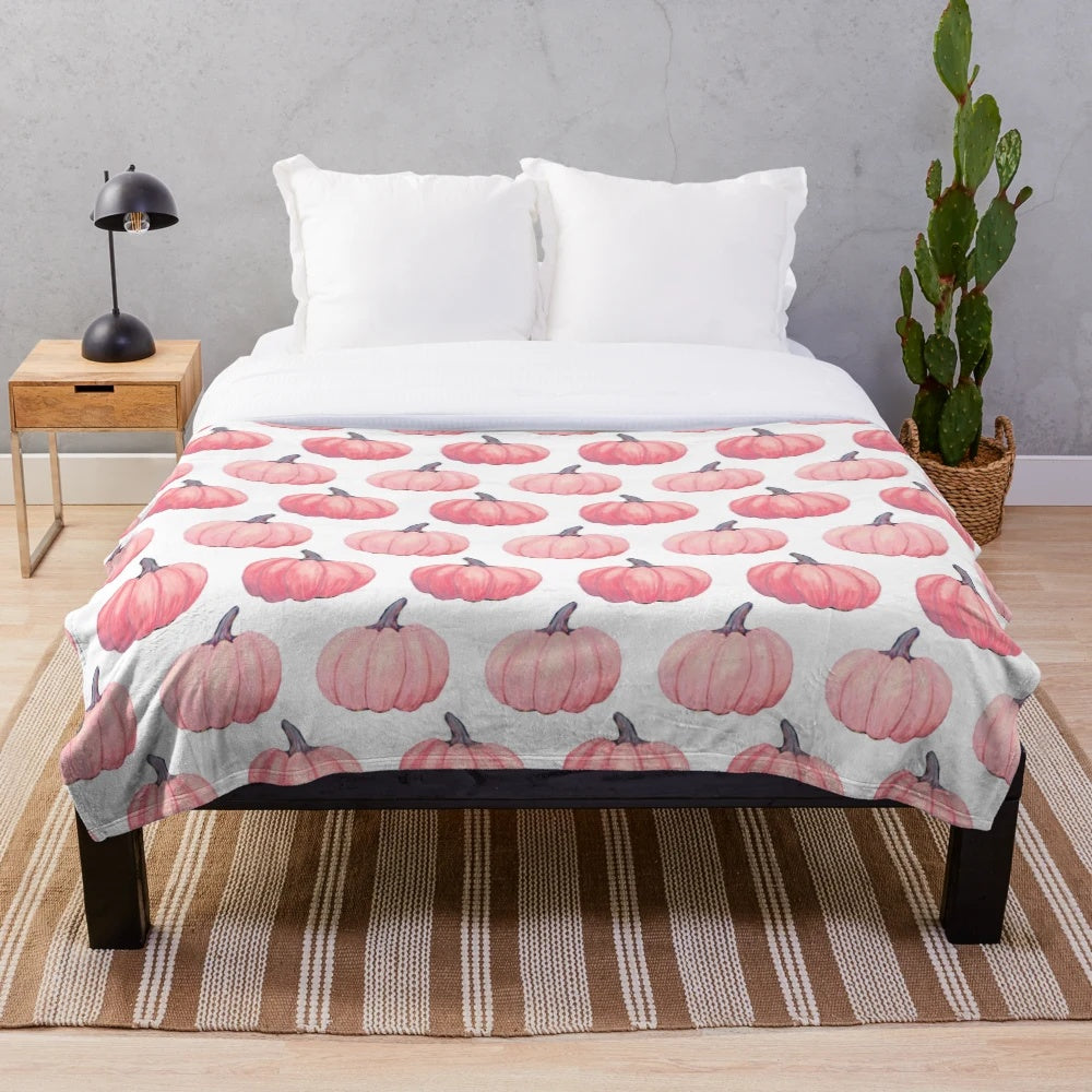 Blush pink pumpkin plush blanket