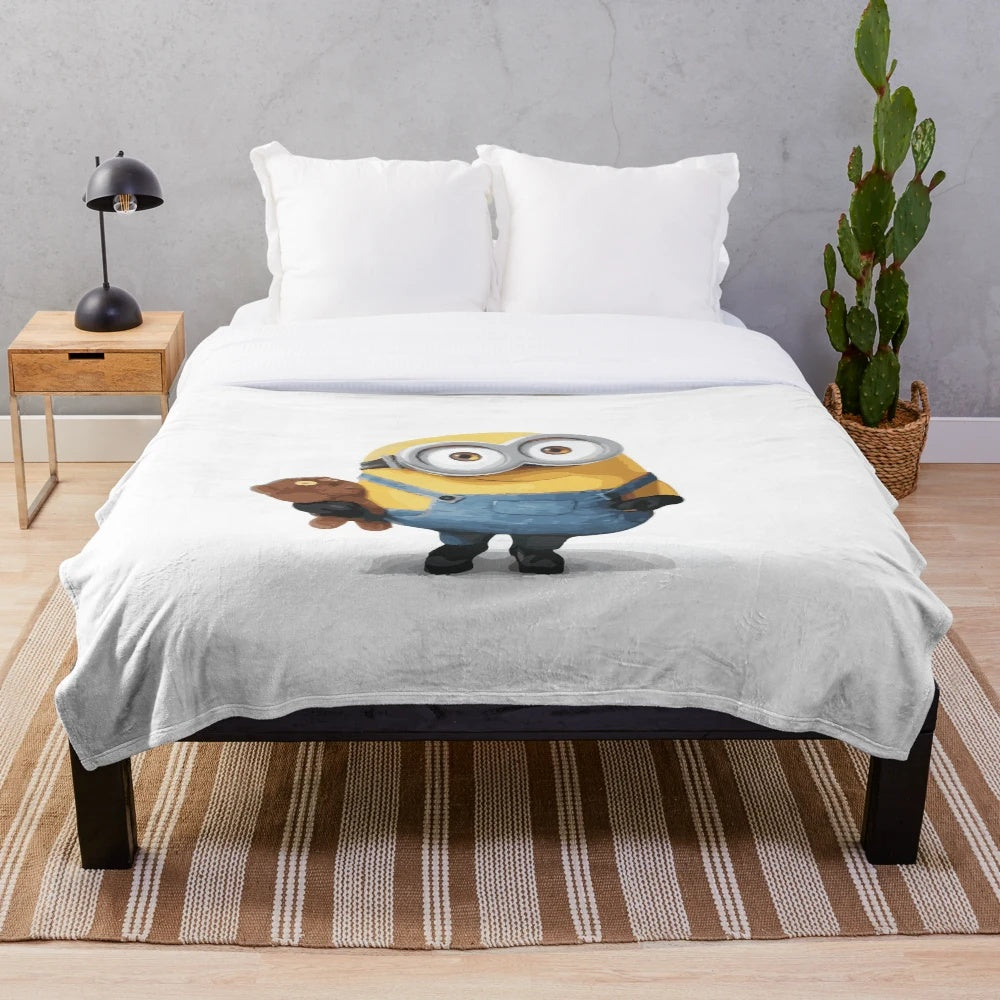 Plush blanket featuring Bob the Minion from the Despicable Me franchise