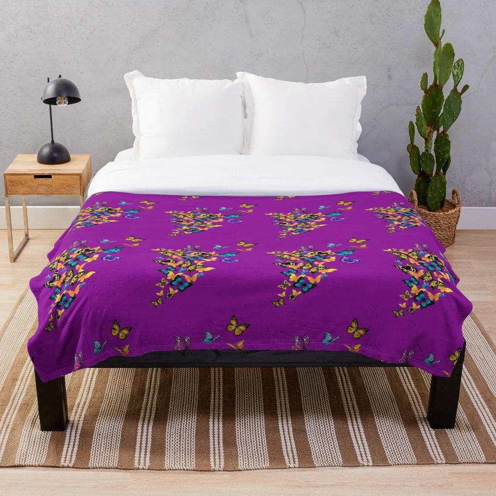 Soft and comfortable plush blanket featuring a beautiful butterflies design