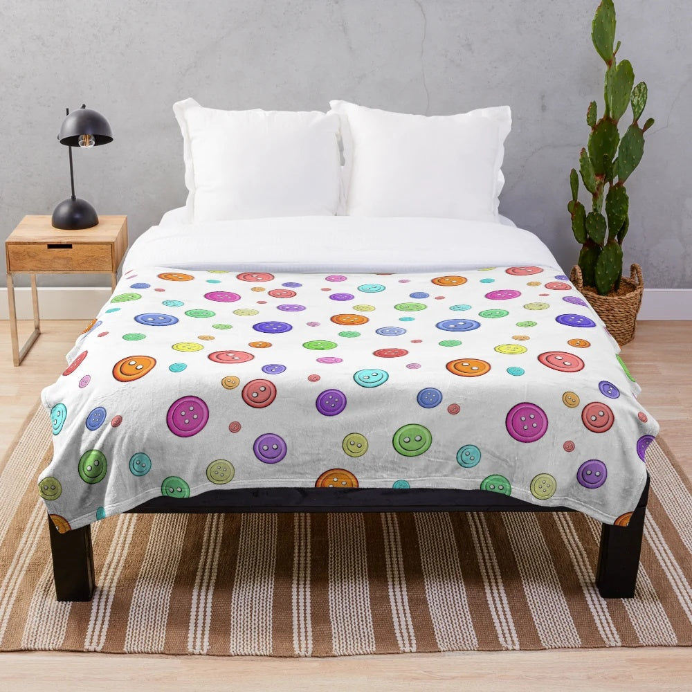 Plush button pattern blanket for sewing and hobby enthusiasts
