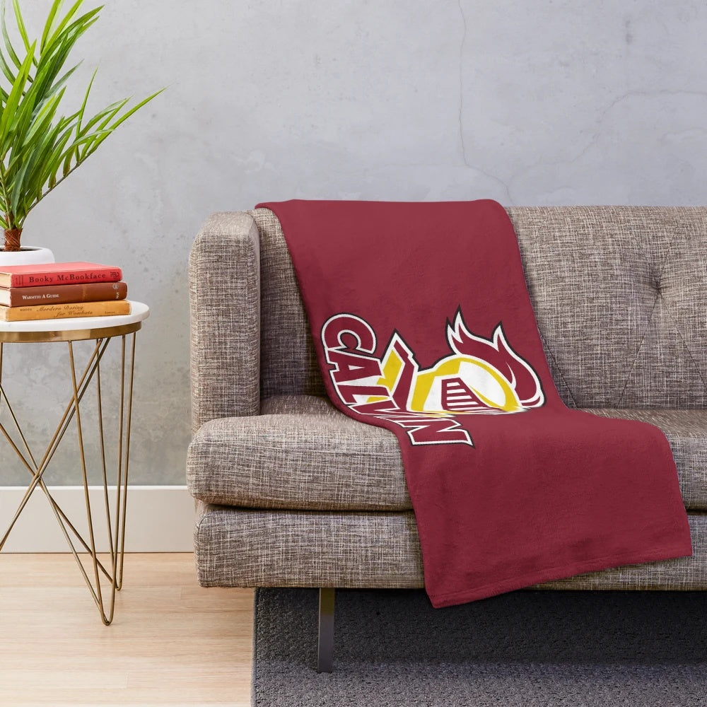 Soft and durable plush blanket featuring the Calvin Knight logo