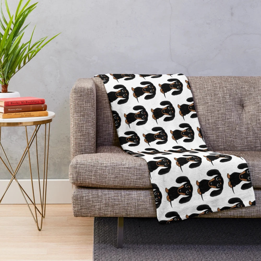Soft and Cuddly Cartoon Dachshund Plush Blanket