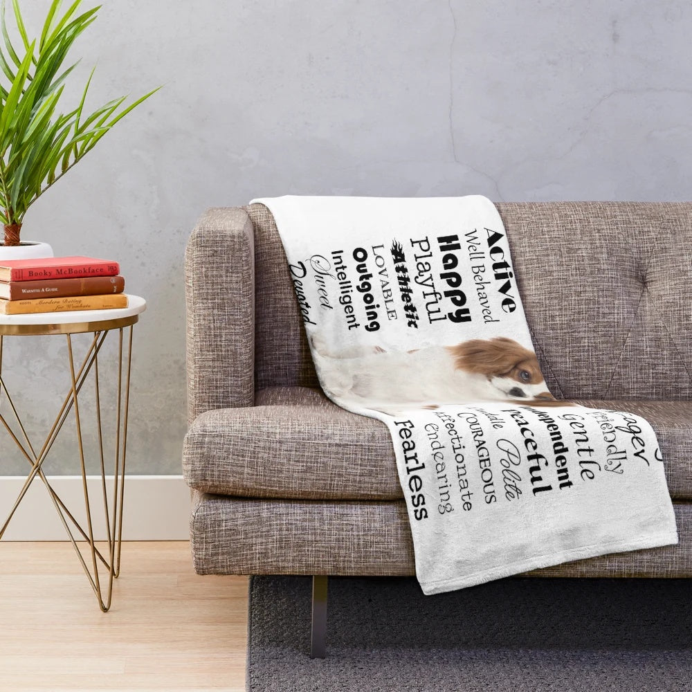 Soft and cuddly plush blanket featuring the adorable Cavalier King Charles Spaniel breed