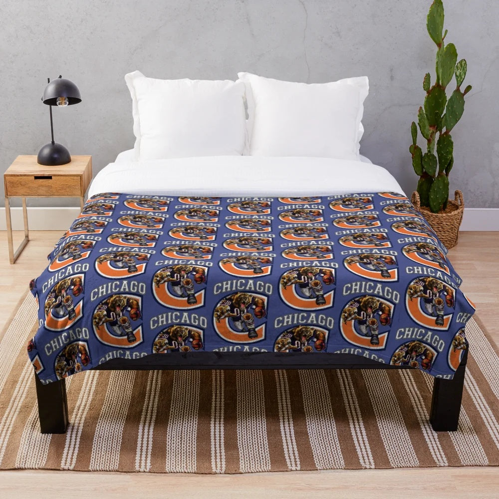 Chicago Bears-inspired plush blanket with team logo
