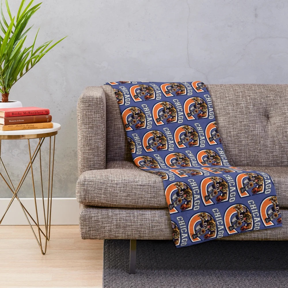 Chicago Bears-inspired plush blanket with team logo