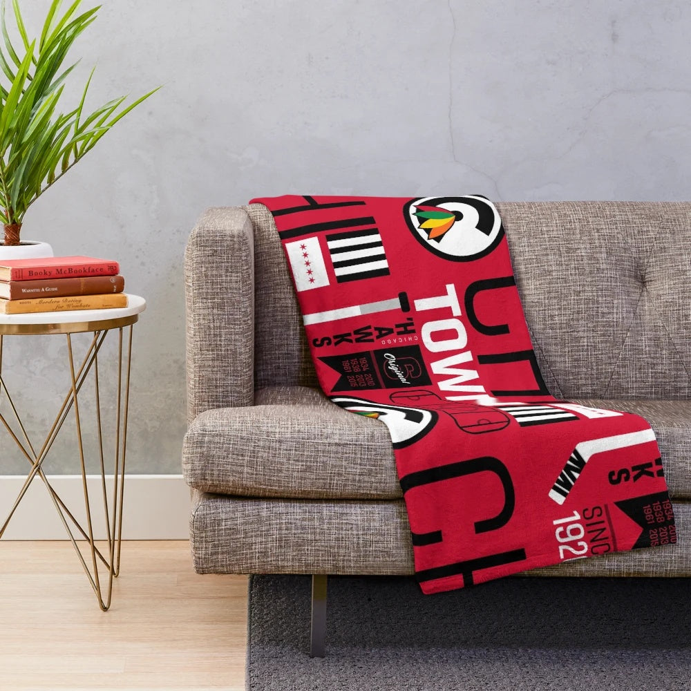Chicago Blackhawks-themed plush blanket