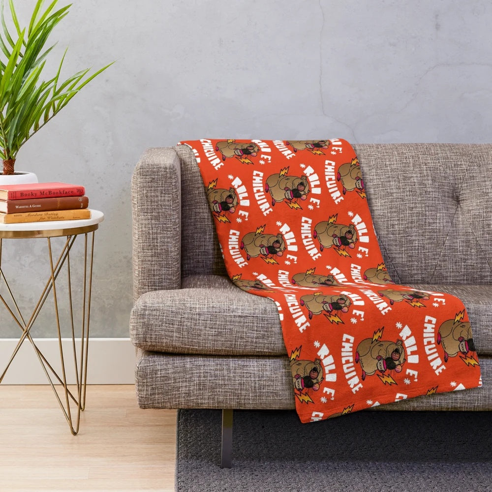 Chiguire Plush Blanket, a soft and warm home decor item featuring a vintage Venezuela inspired design