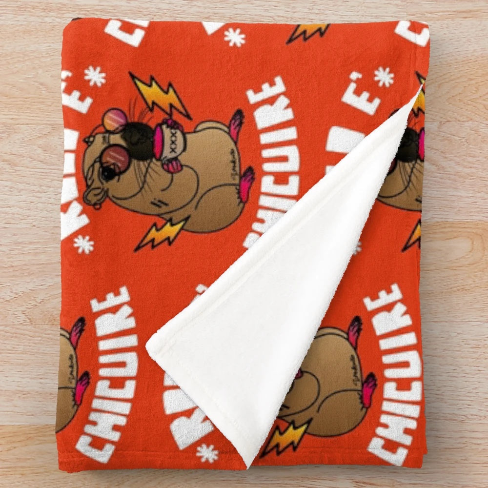 Chiguire Plush Blanket, a soft and warm home decor item featuring a vintage Venezuela inspired design