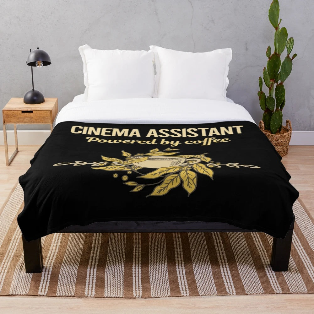 Cozy cinema assistant plush blanket with coffee design