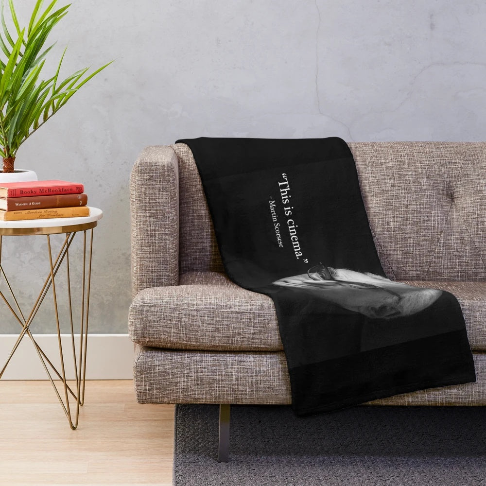 Cinema-themed plush blanket with movie memes and dank memes