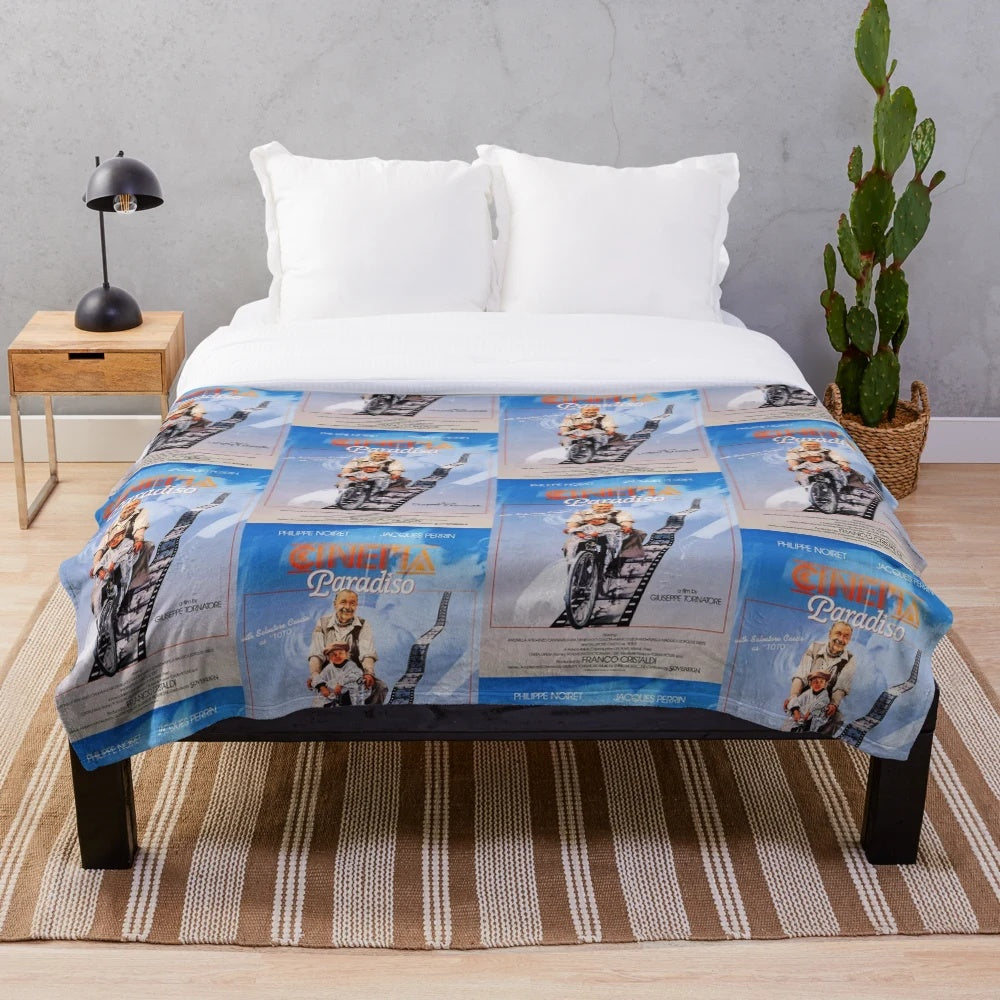 Cinema Paradiso inspired plush blanket featuring the classic movie poster