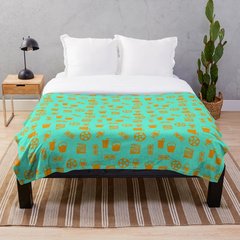 Cozy cinema patterns plush blanket