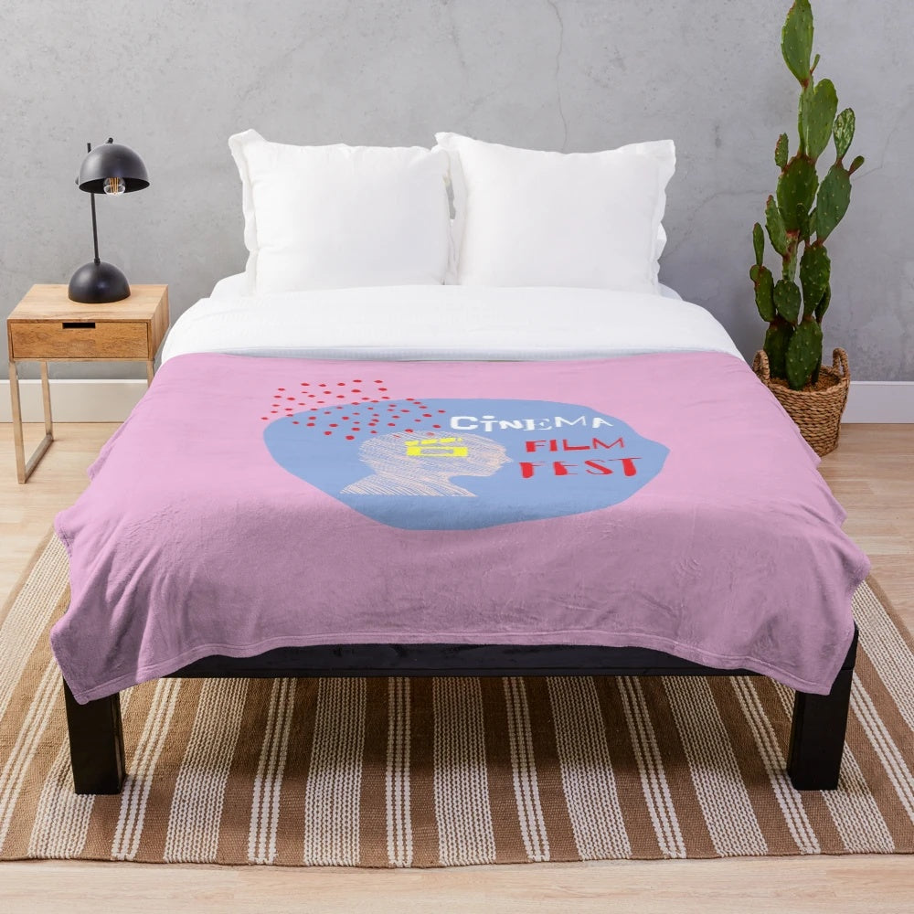 Cozy plush blanket featuring a cinema film festival design