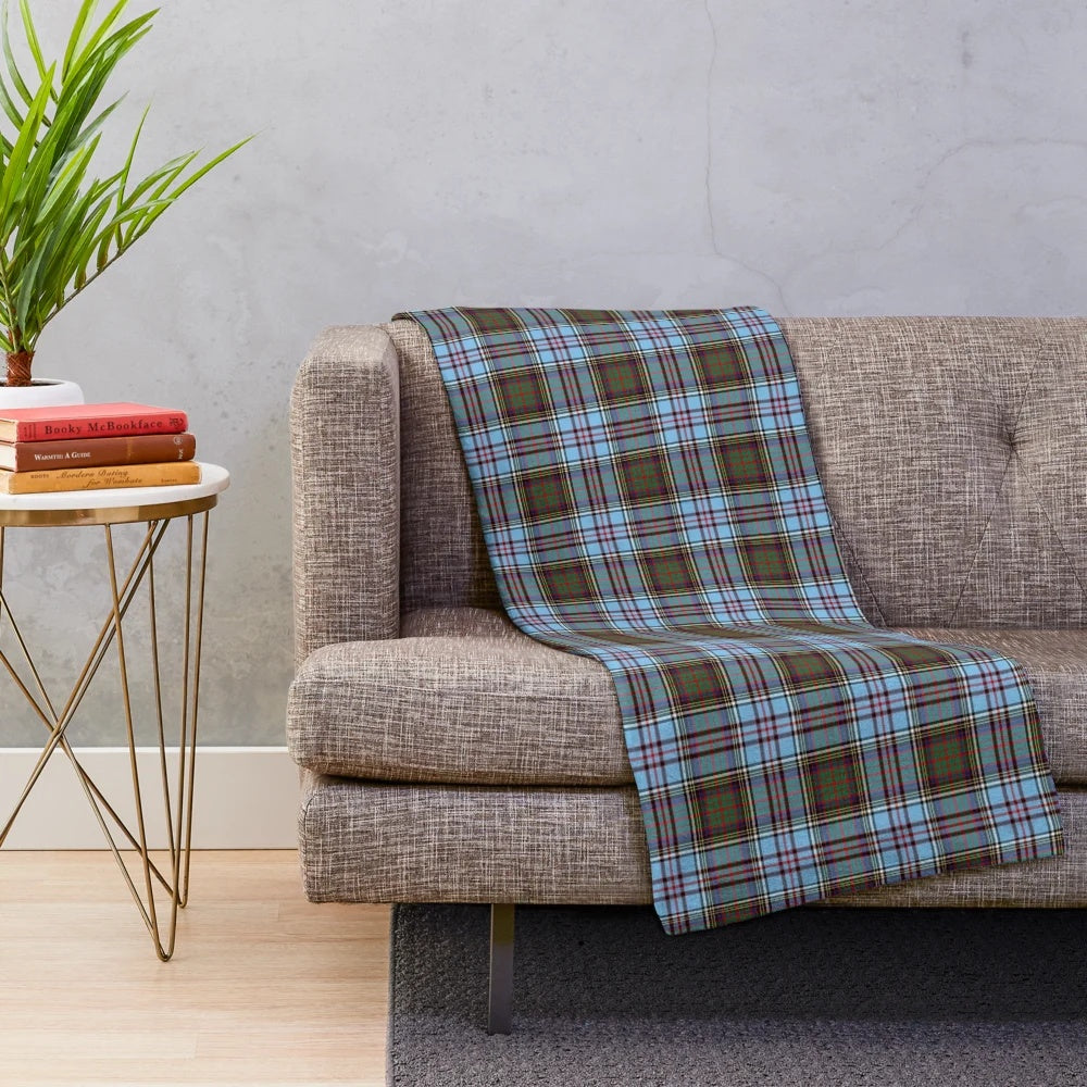 Clan Anderson tartan plush blanket with a soft, cozy texture