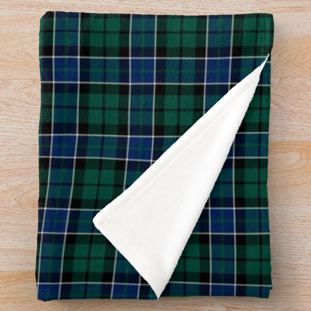 Clan Graham tartan plush blanket with a soft, cozy highland pattern
