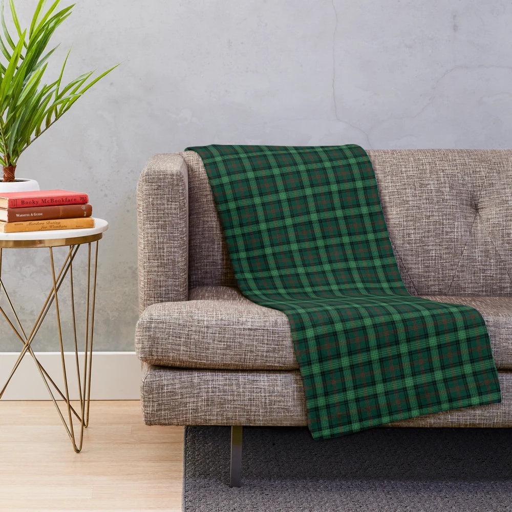 Clan Ross tartan plush blanket with Scottish plaid pattern