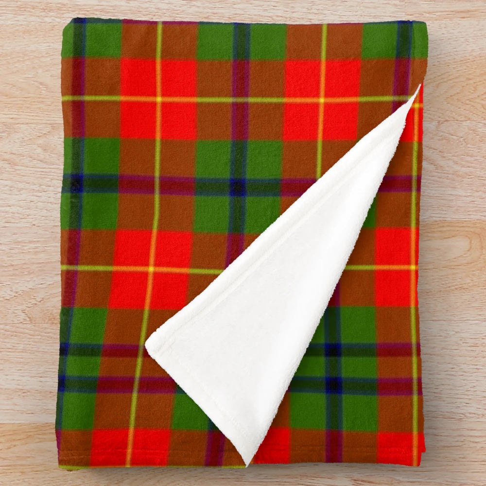 Clan Turnbull tartan plush blanket with Scottish crest