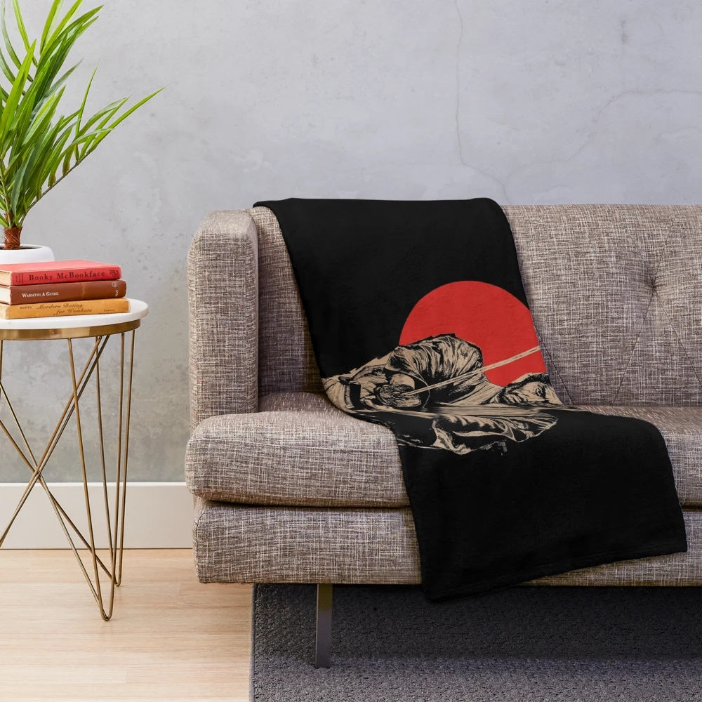 Plush blanket featuring classic Japanese cinema imagery