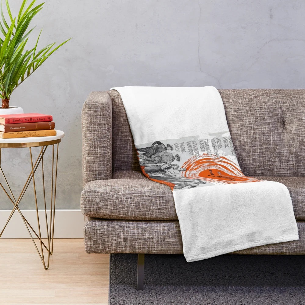 Plush blanket featuring classic western film "The Big Country" with Gregory Peck, Jean Simmons, and Charlton Heston