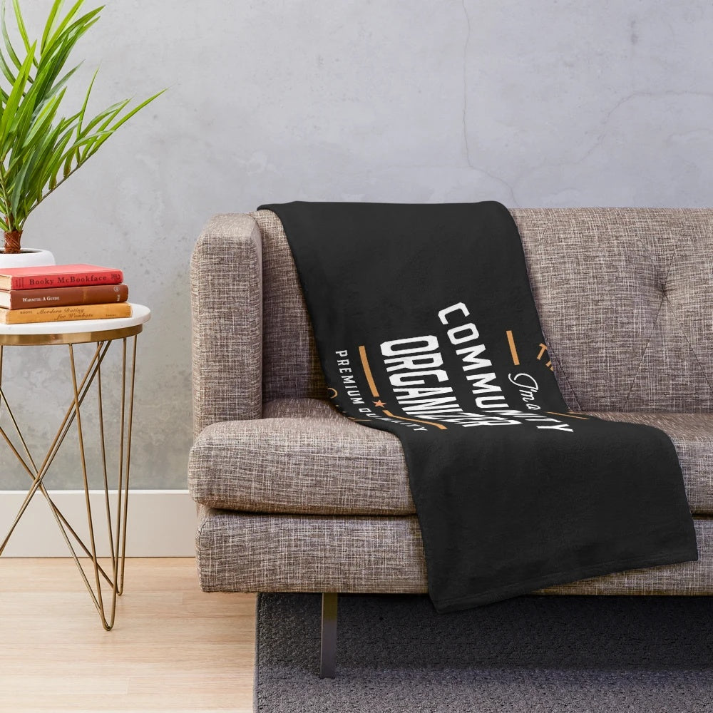 Plush blanket featuring a community organizer design