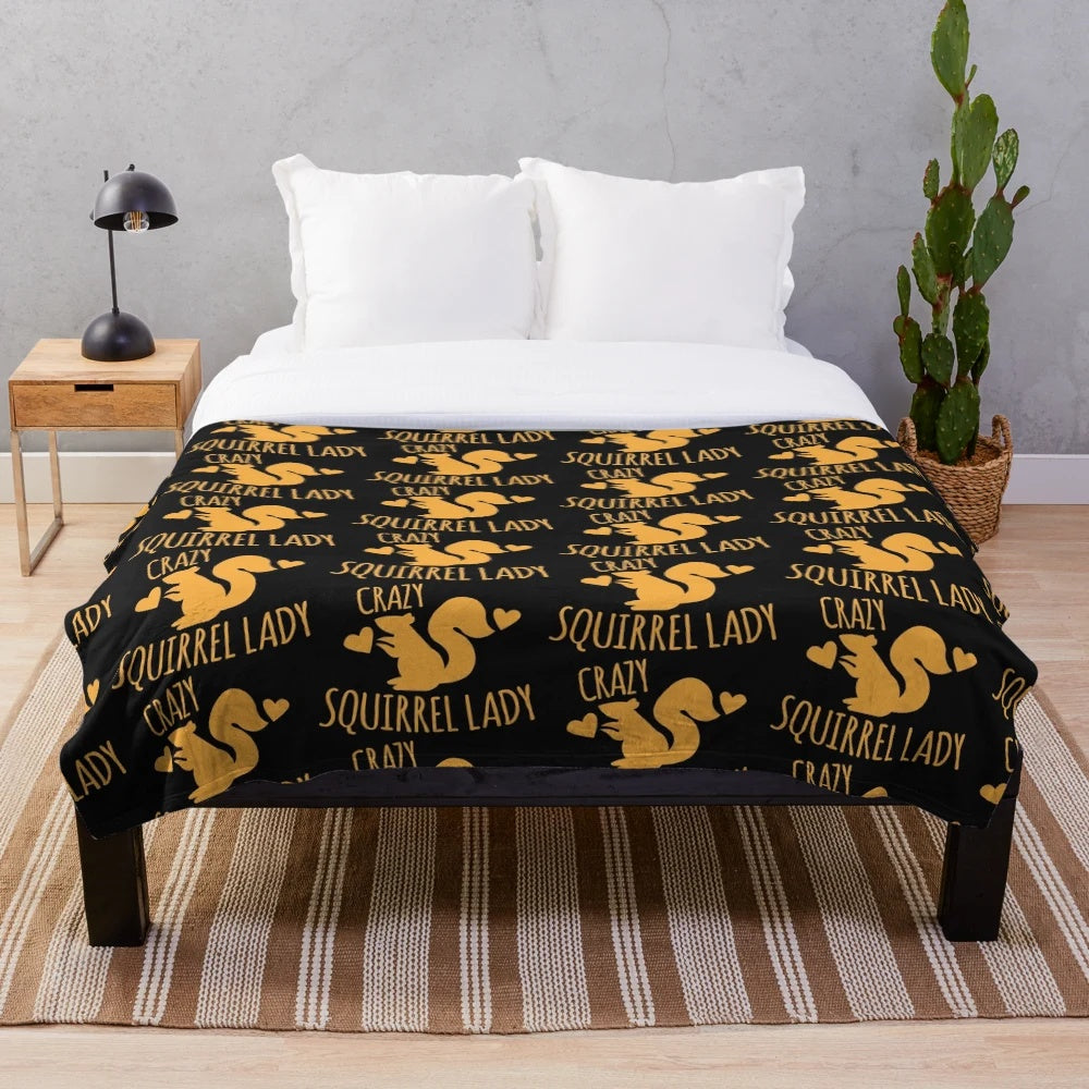 Crazy Squirrel Plush Blanket for Cozy and Quirky Home Decor