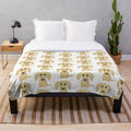 Longhaired cream dachshund cartoon design on a soft plush blanket